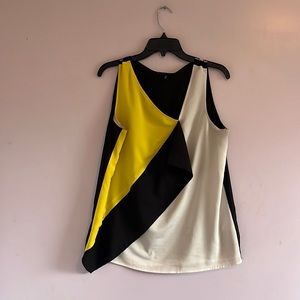 DKNY Yellow, Black, and White Tank Top